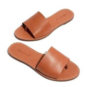Madewell The Boardwalk Post Slide Sandals Brown Leather Size 9